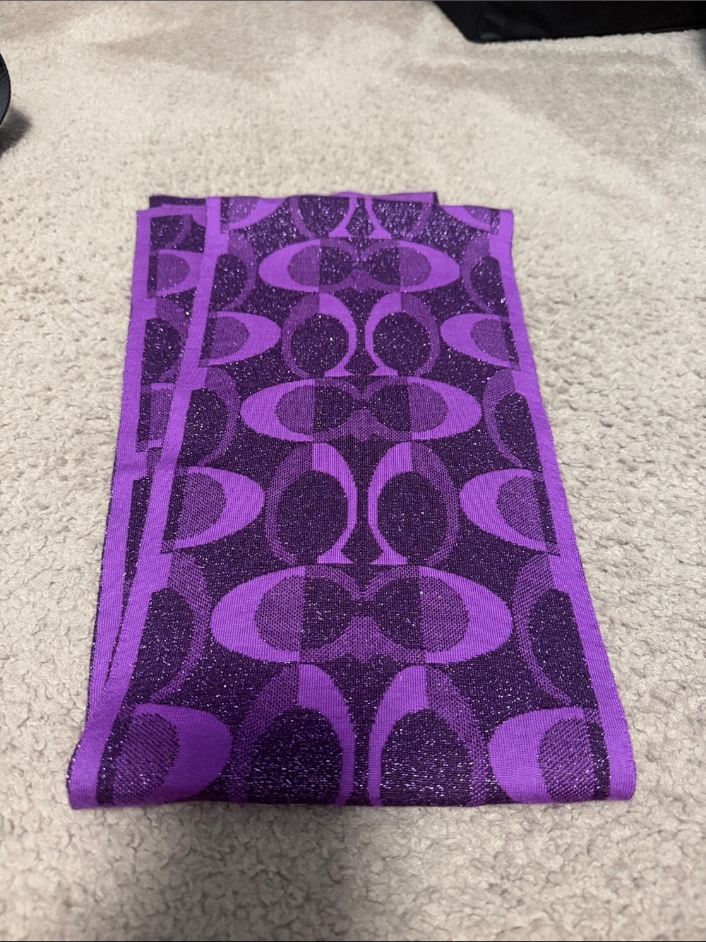 Coach Purple Jacquard Signature Scarf